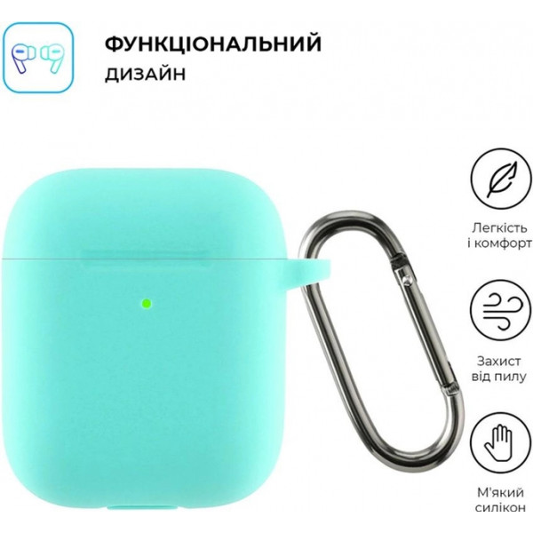 Фото - Чохол для навушників Armorstandart Ultrathin Silicone Case With Hook for Apple AirPods 2 Mint Green (ARM59686)