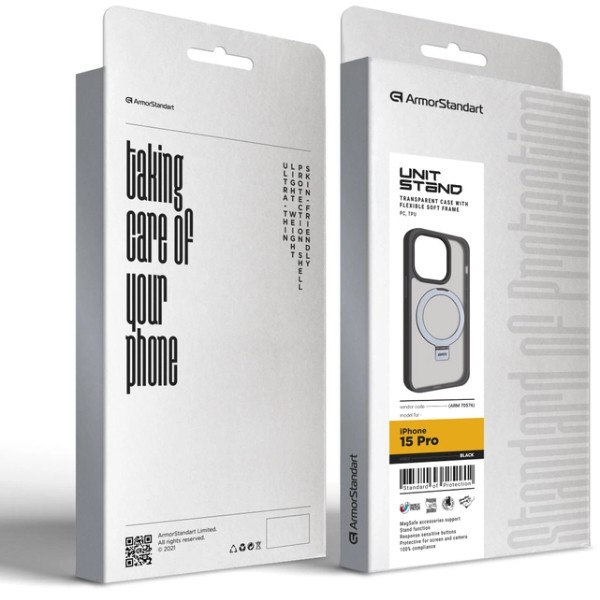 Фото - Чехол для смартфона Armorstandart Unit Stand for Apple iPhone 15 Pro Black (ARM70576)