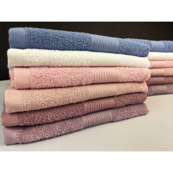 Фото - Рушник для обличчя GM Textile синій махровий з бордюром 50х90