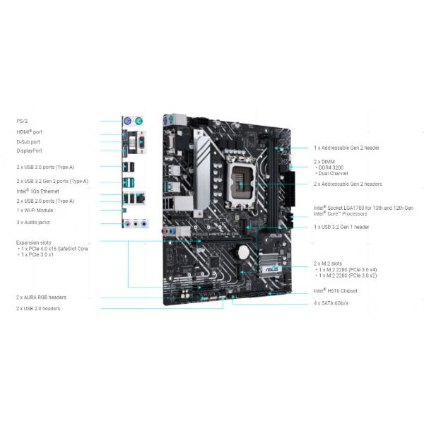 Фото - Материнская плата Asus Prime H610M-A WIFI D4