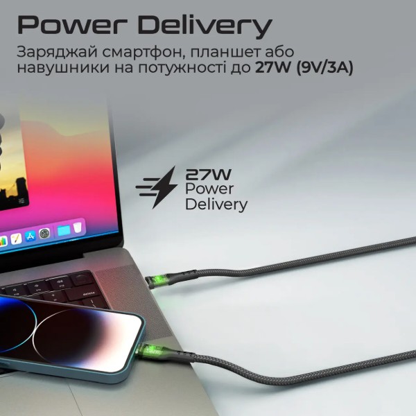 Фото - Кабель Promate Type-C-Lightning (Transline-ci.Black)