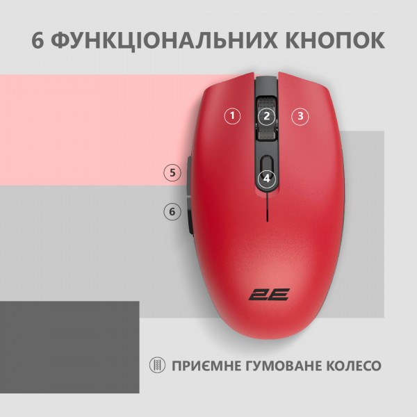 Фото - Миша бездротова 2E MF2030 Rechargeable WL Red (2E-MF2030WR)