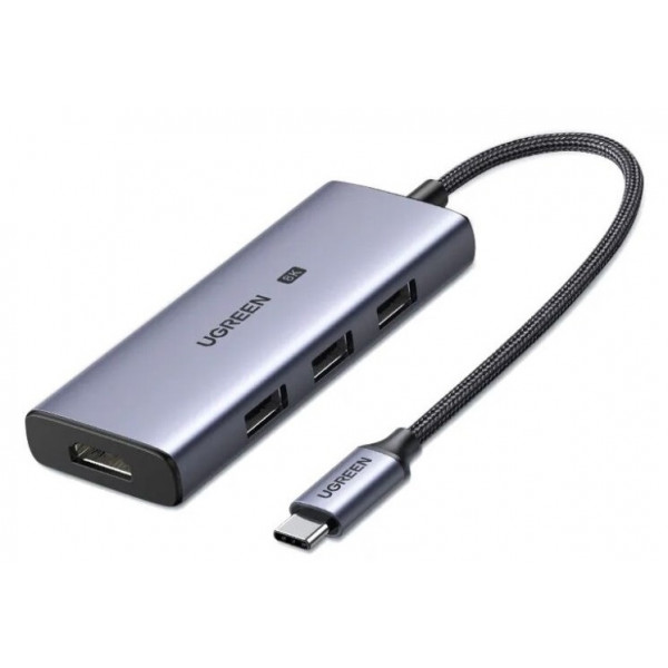 Фото - Хаб USB UGREEN CM500 4-in-1 USB Type-C to 3xUSB 3.0 + HDMI Space Gray (50629)