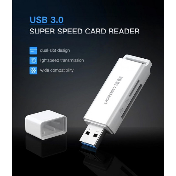 Фото - Кардридер UGREEN CM104 USB 3.0 to TF + SD Dual Card Reader Black (40752)