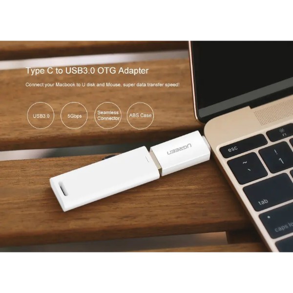 Фото - Перехідник UGREEN US173 USB Type-C to USB 3.0 Female OTG Adapter White (30155)