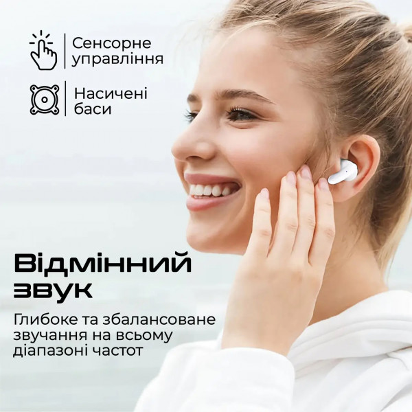 Фото - Навушники вкладиші бездротові TWS Promate Lush White