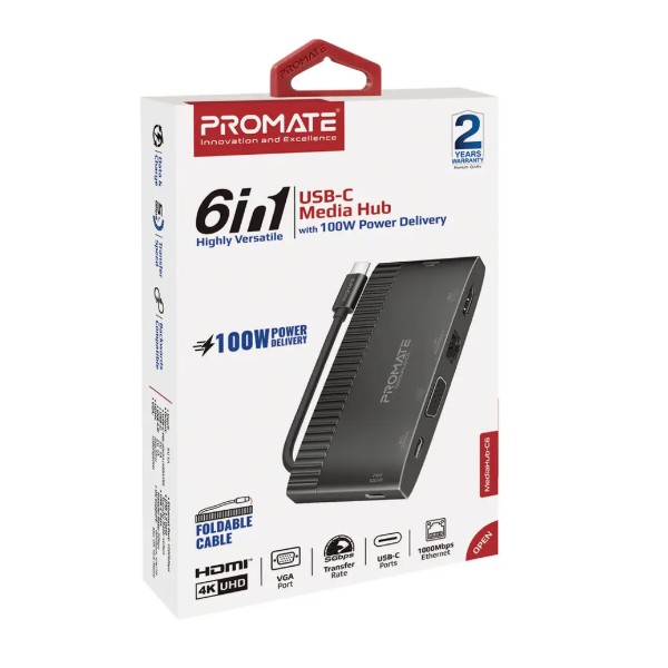 Фото - Хаб USB Promate Mediahub-c6 Black