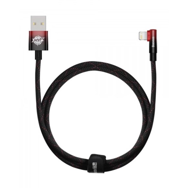 Фото - Кабель Baseus MVP 2 Elbow-shaped USB to Lightning 2.4A 1m Black+Red (CAVP000020)