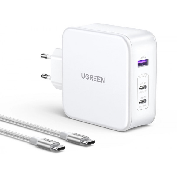 Фото - Мережевий зарядний пристрій UGREEN CD289 GaN 140W with Cable White (15339)
