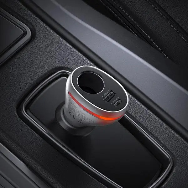 Фото - Автомобільний зарядний пристрій UGREEN CD204 Car Charger 2xUSB Ports Single Extension Socket QC+PD 20W Silver (60712)