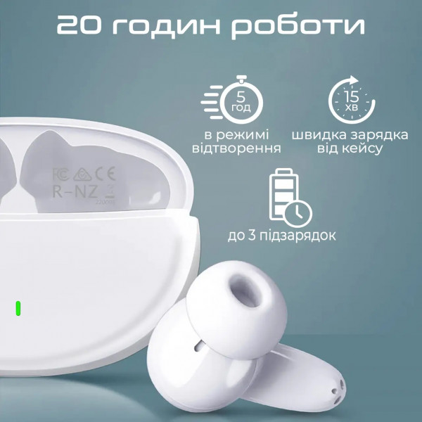 Фото - Навушники вкладиші бездротові TWS Promate Lush White