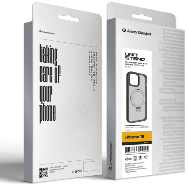 Фото - Чехол для смартфона Armorstandart Unit Stand for Apple iPhone 15 Black (ARM70568)