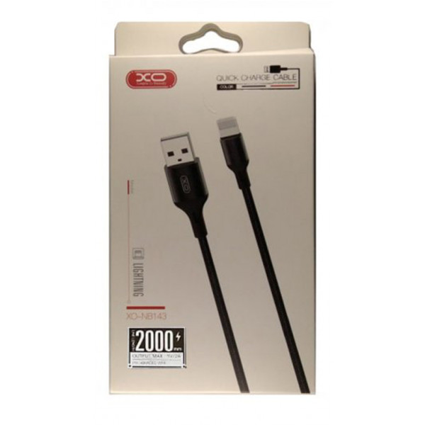Фото - Кабель XO Braided Data Cable Lightning 1m Black (XO-NB143i1-BK)