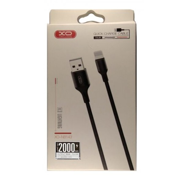 Фото - Кабель XO Braided Data Cable Lightning 2m Black (XO-NB143i2-BK)