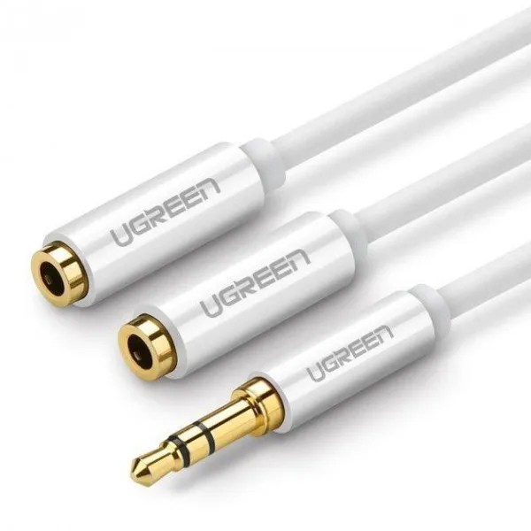 Фото - Кабель 3.5 мм -3.5 мм UGREEN AV123 3.5mm Stereo Audio Splitter Cable with Braid 20cm White (10780)