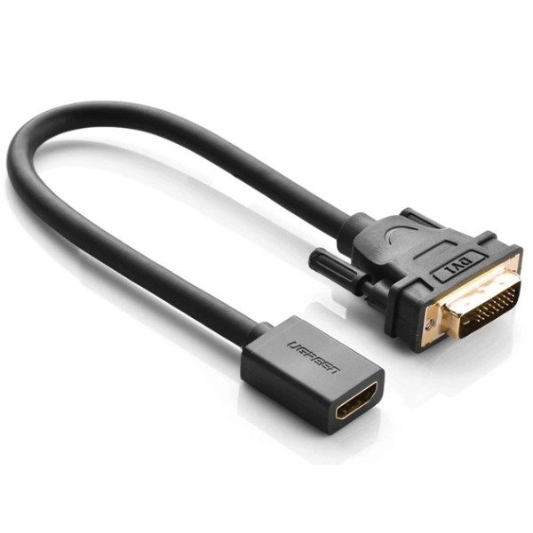 Фото - Перехідник DVI - HDMI UGREEN DVI Male to HDMI Female Adapter Cable 22cm Black (20118)