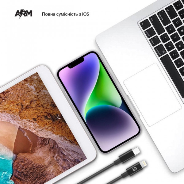 Фото - Кабель Armorstandart AMQGJ2B Lightning to USB-C Cable 1m Black (ARM64293)