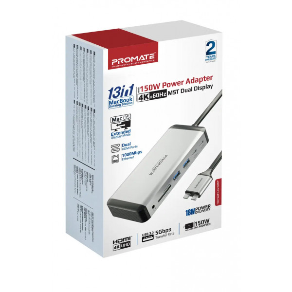 Фото - Хаб USB Promate 13-в-1 для MacBook Versahub-mst Grey