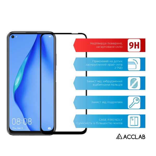 Фото - Захисне скло для смартфону ACCLAB Full Glue for Huawei P40 Lite (1283126508264)
