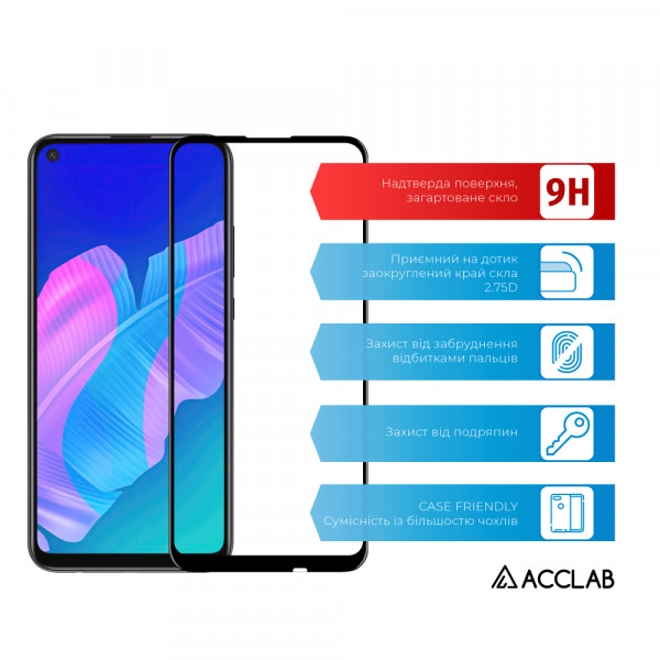 Фото - Защитное стекло для смартфона ACCLAB Full Glue for Huawei P40 Lite E (1283126508271)