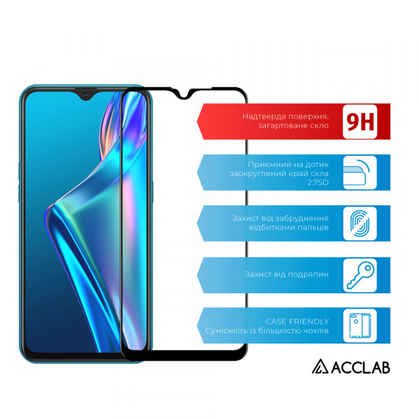 Фото - Защитное стекло для смартфона ACCLAB Full Glue for Oppo A12 (1283126508356)