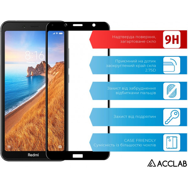 Фото - Защитное стекло для смартфона ACCLAB Full Glue for Xiaomi Redmi 7A Black (1283126509285)