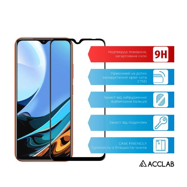 Фото - Защитное стекло для смартфона ACCLAB Full Glue for Xiaomi Redmi 9T Black (1283126510564)