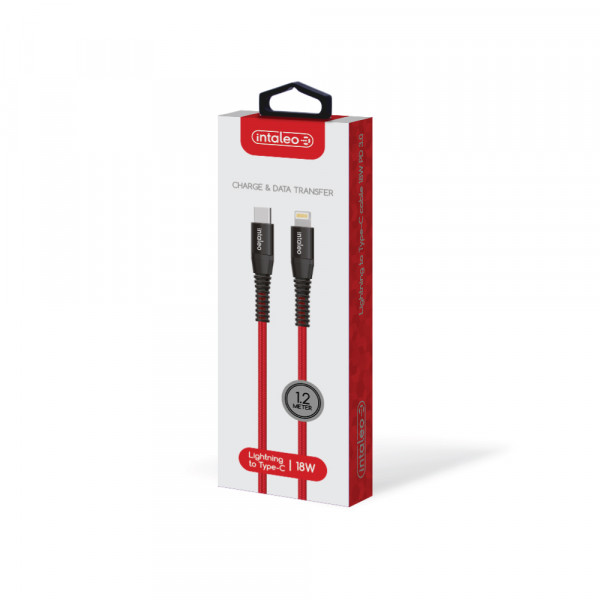 Фото - Кабель Intaleo CBRNYTL1 Type-C to Lightning 18W 1,2м Red