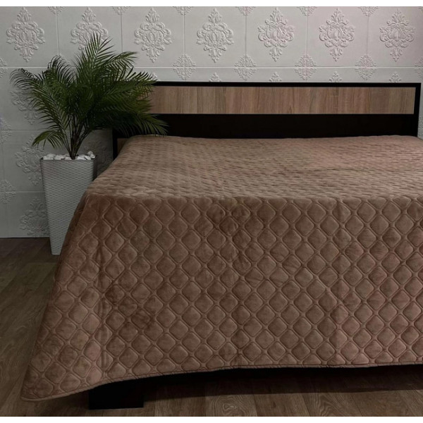 Фото - Покривало двоспальне ТЕП Velour 180х240 см Капучіно/Ромб круглий (4-00516_22384)