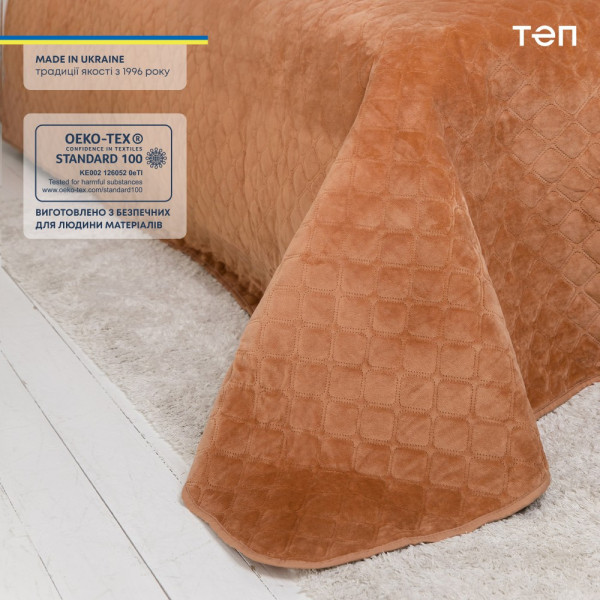 Фото - Покрывало двуспальное ТЕП Velour 180х240 см Кофейный/Ромб круглый (4-00516_22388)