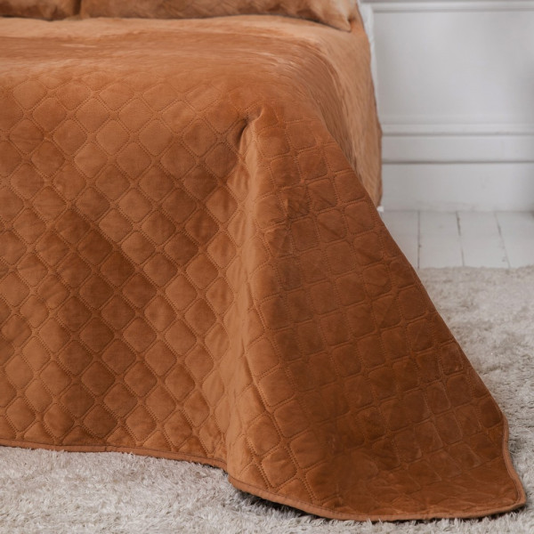 Фото - Покрывало двуспальное ТЕП Velour 180х240 см Кофейный/Ромб круглый (4-00516_22388)