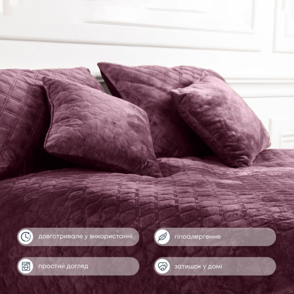 Фото - Покривало двоспальне ТЕП Velour 180х240 см Бордо/Ромб круглий (4-00516_22869)