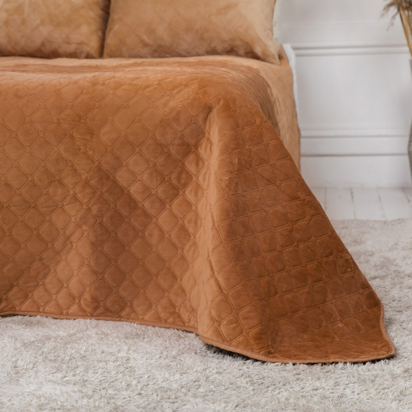 Фото - Покрывало двуспальное ТЕП Velour 180х240 см Кофейный/Ромб круглый (4-00516_22388)