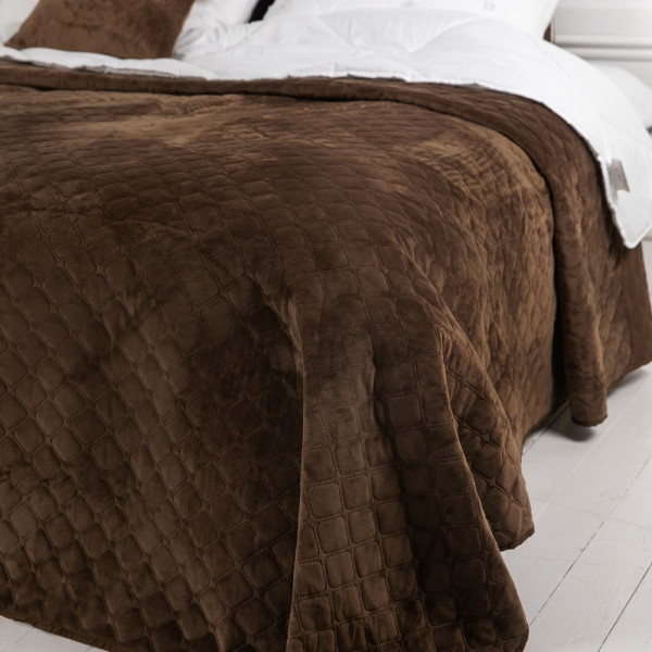 Фото - Покрывало двуспальное ТЕП Velour 220х240 см Коричневый/Ромб круглый (4-00517_22405)