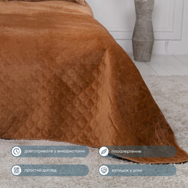 Фото - Покрывало двуспальное ТЕП Velour 180х240 см Кофейный/Ромб круглый (4-00516_22388)