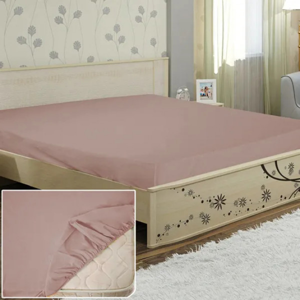 Фото - Простирадло полуторне Ярослав на резинці бязь 200х160х20 диз.01 (бежево-сливовий) (38165)