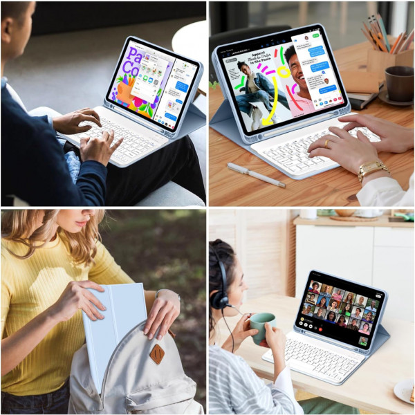 Фото - Чехол-клавиатура для планшета BeCover с беспроводной клавиатурой для Apple iPad Air 11" M2/M3 (2024/2025) Light Blue (711397)