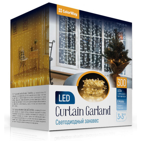 Фото - Гірлянда-штора Colorway 300LED, 3x3м (CW-GW-300L33V)