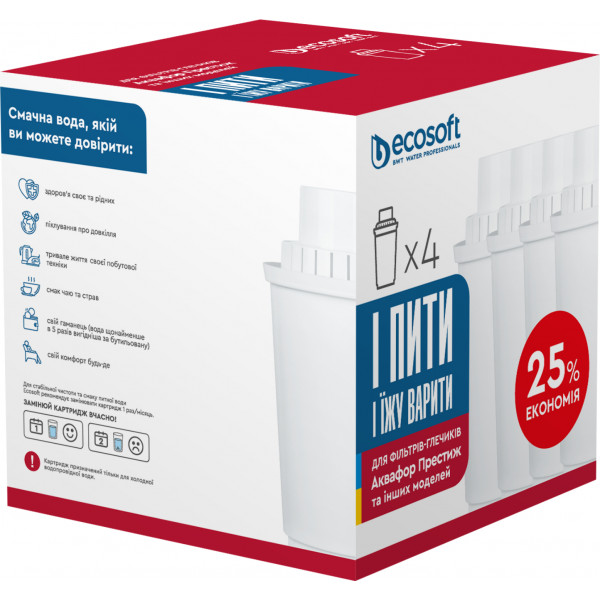 Фото - Картридж для фильтра-кувшина Ecosoft для кувшинов Аквафор 4 шт