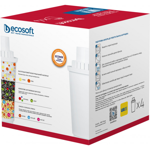 Фото - Картридж для фильтра-кувшина Ecosoft для кувшинов Аквафор 4 шт