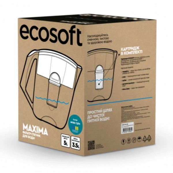 Фото - Фільтр-глечик Ecosoft Maxima aqua green 5 л