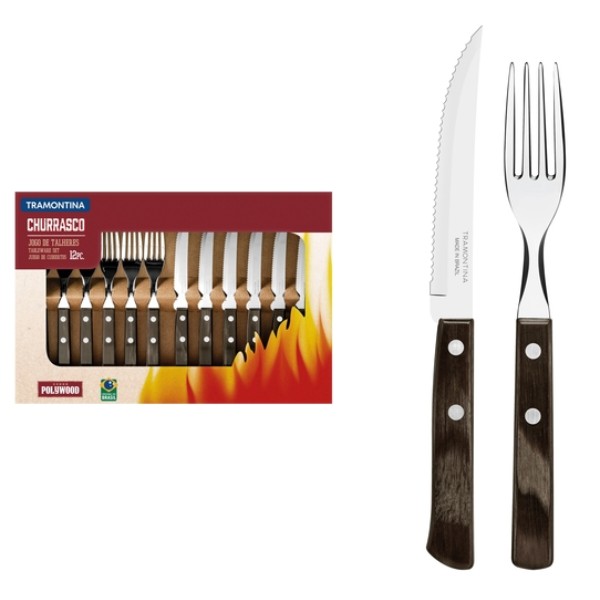 Фото - Набор столовых приборов Tramontina Barbecue Polywood 12 пр. (21199/903)