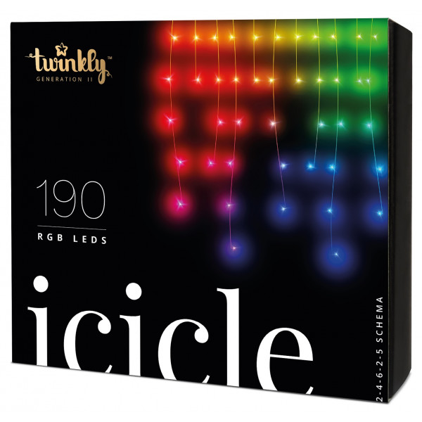Фото - Гірлянда-штора Twinkly Smart LED Icicle RGB 190, BT + WiFi, Gen II, IP44, прозорий (TWI190STP-TEU)