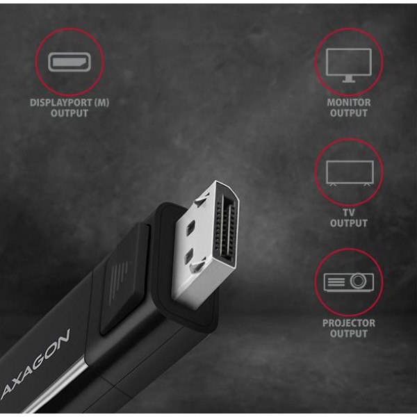Фото - Кабель AXAGON RVC-DPC USB-C-DisplayPort 1.8м Black (RVC-DPC)