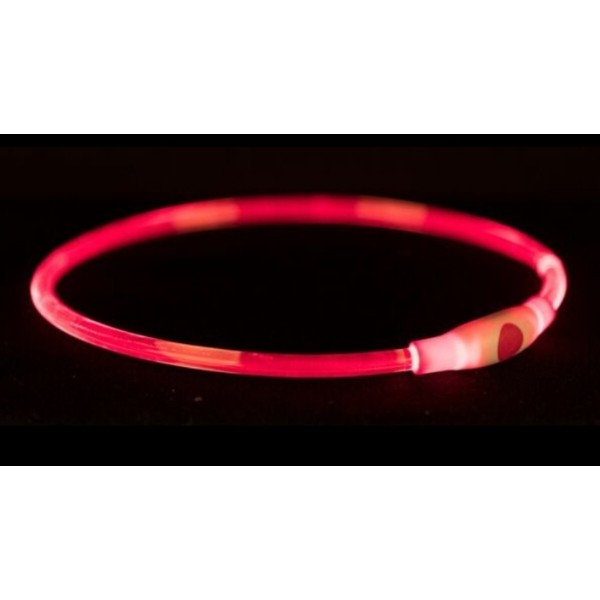 Фото - Нашийник LED для собак Trixie Flash Light Ring USB червоний  розмір  L–XL 65 см/8 мм (4057589126634)