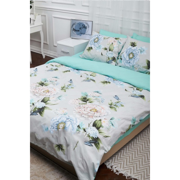 Фото - Комплект постільної білизни Moon&Star 160х220 Roses Green Ranforce Elite (MS-820000256)
