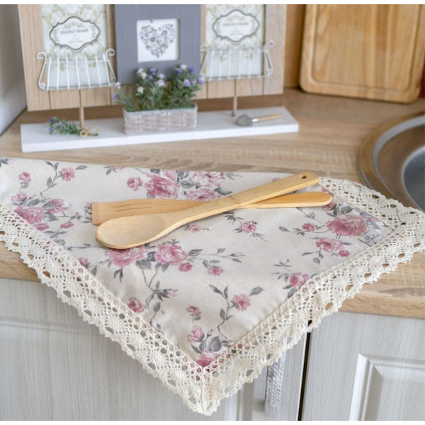 Фото - Серветка для сервірування Прованс 35х45 "Bella" Троянди з мереживом (013510)