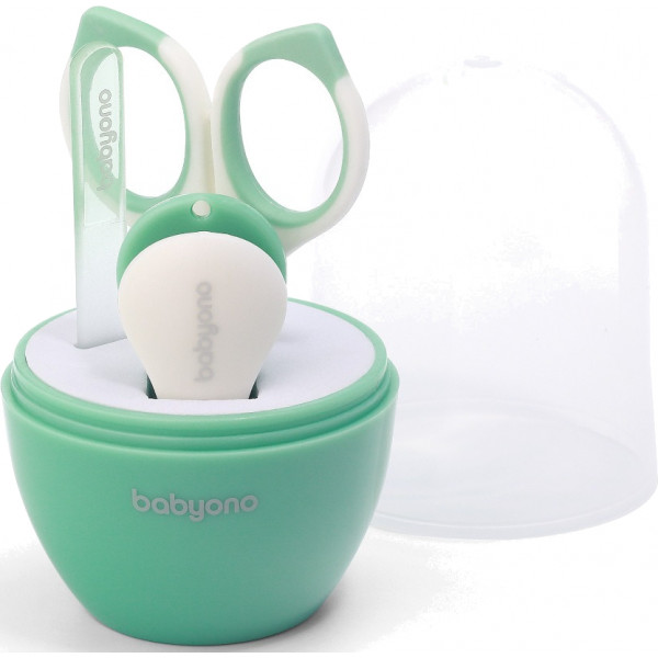 Фото - Набір дитячого манікюрного приладдя BabyOno пилка, ножиці, щипчики, салатовий (398/01)