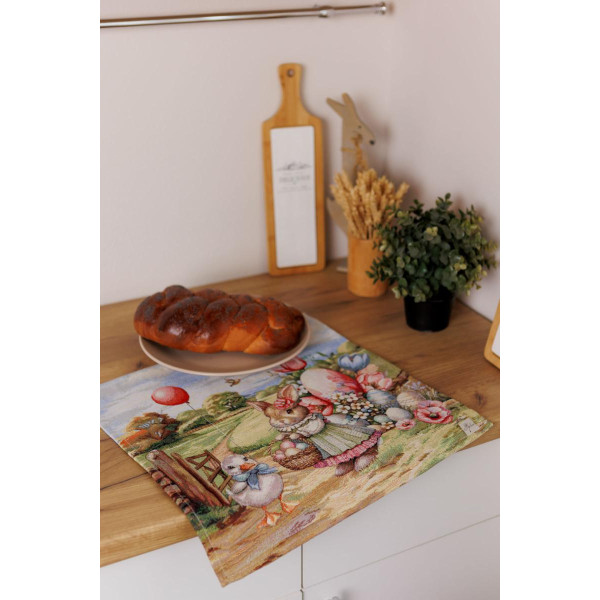 Фото - Салфетка для сервировки Прованс пасхальная гобеленовая Настроение 42х42 см (044603)