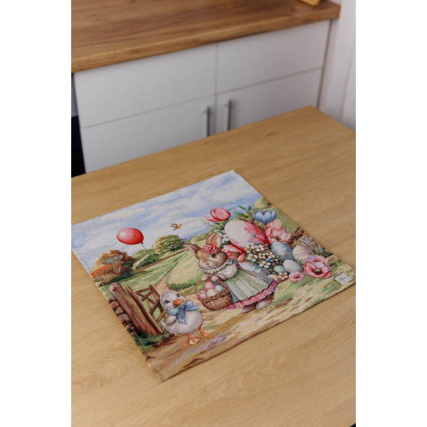 Фото - Салфетка для сервировки Прованс пасхальная гобеленовая Настроение 42х42 см (044603)